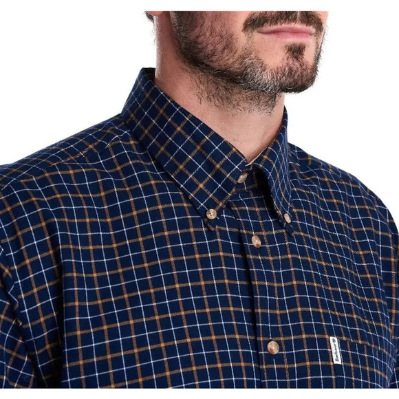 Barbour Navy Bank Shirt Plaid Button Down Regular Fit Men’s XXL Classic Timeless - Picture 1 of 13